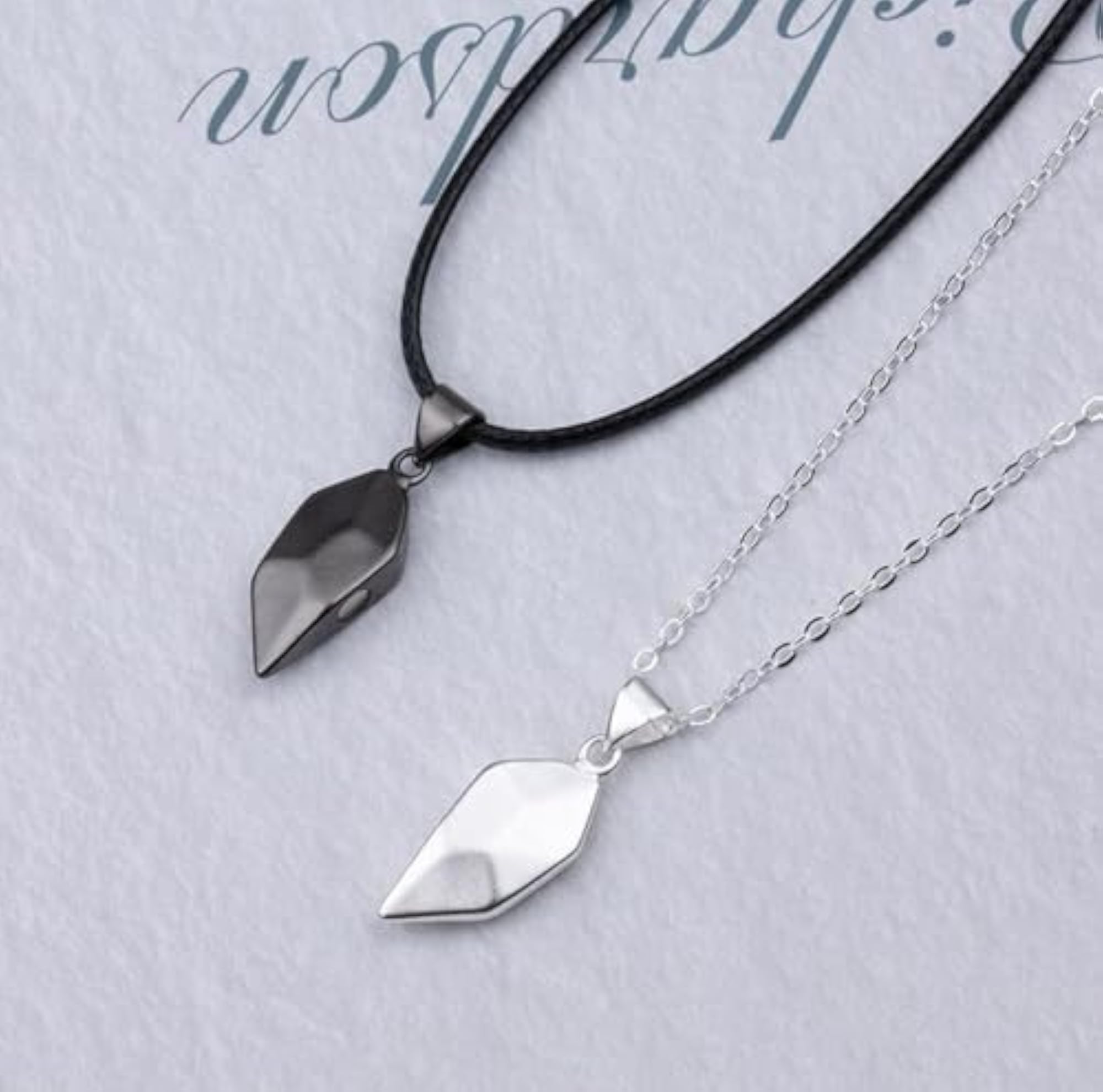 2pc Magnetic Couple Necklace, Heart Pendant Matching Charm